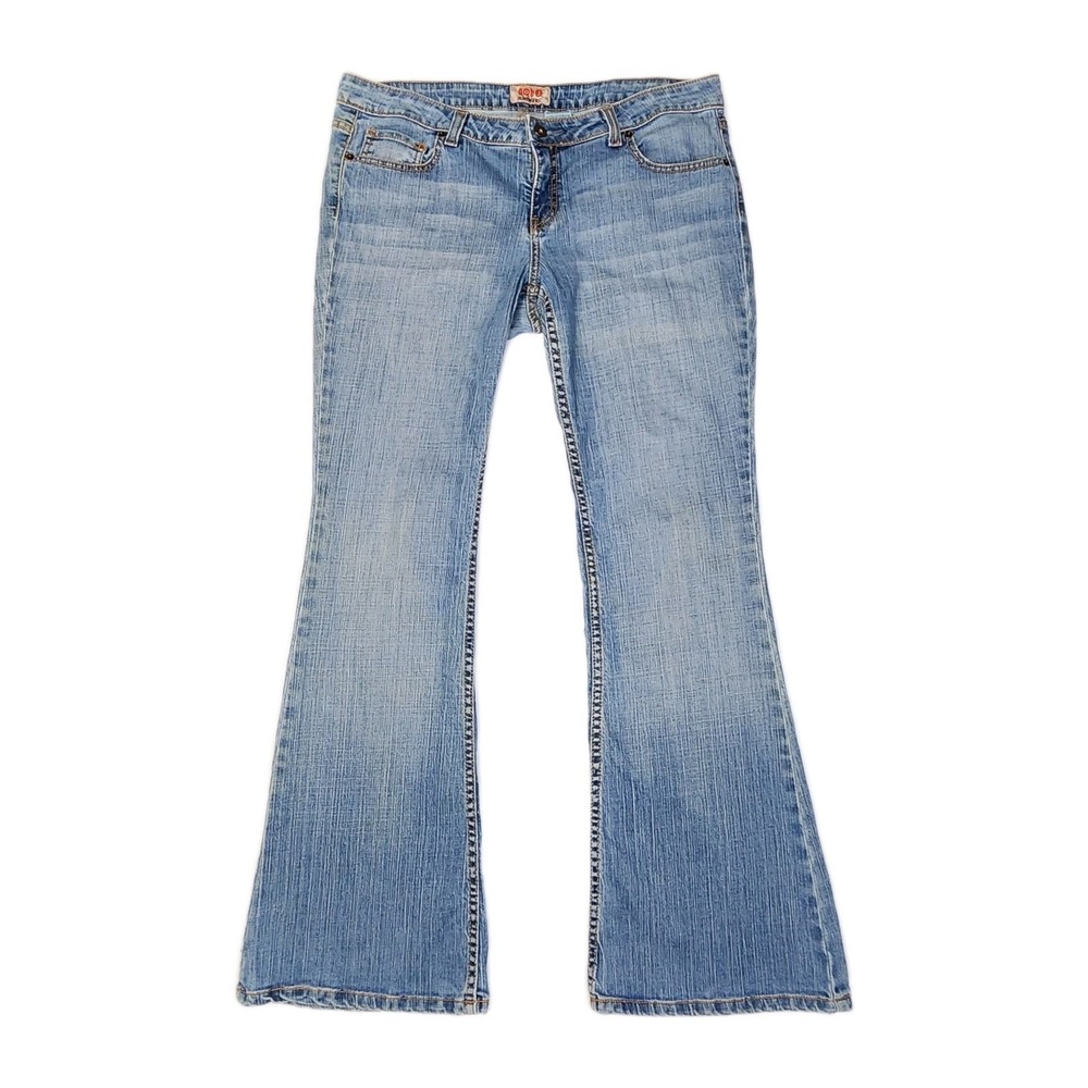 NOBO Juniors 11 Low Rise Flare Jeans 35x31 Y2K Light Wash Bell Bottom 9" Rise